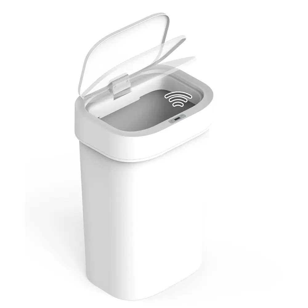 

13.2 Gallons Automatic Kitchen Trash Can, 50 Liters Touchl Motion Sensor Garbage Bin With Smart Opening Lid, Slow Close White