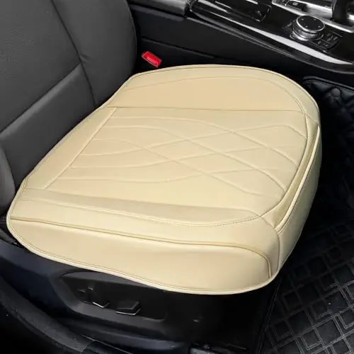 

Luxury Faux Leather Car Seat Cover - Anti-Slip, Universal Fit, Beige