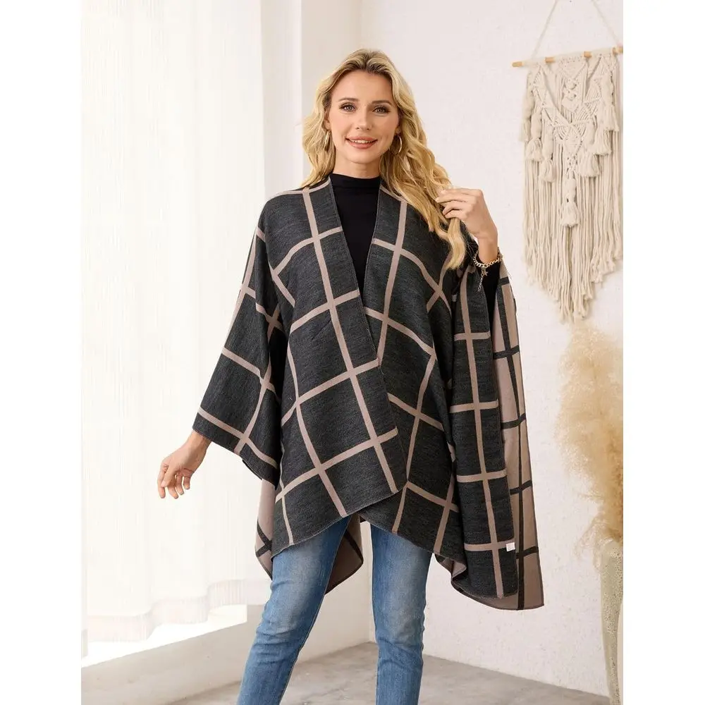 سترات نسائية مريحة شال بونشو - غلاف أمامي مفتوح مثالي لهدايا الخريف والشتاء
