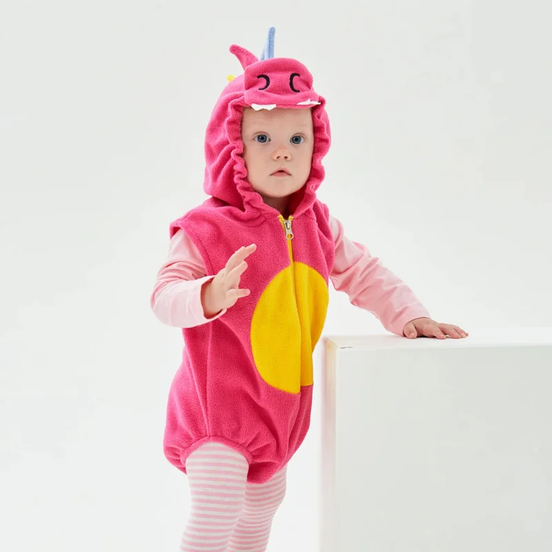 Disfraz de dinosaurio Umorden Cutie Pink Dino para niñas pequeñas, mono con capucha sin mangas, disfraz de cumpleaños de Purim de Halloween O