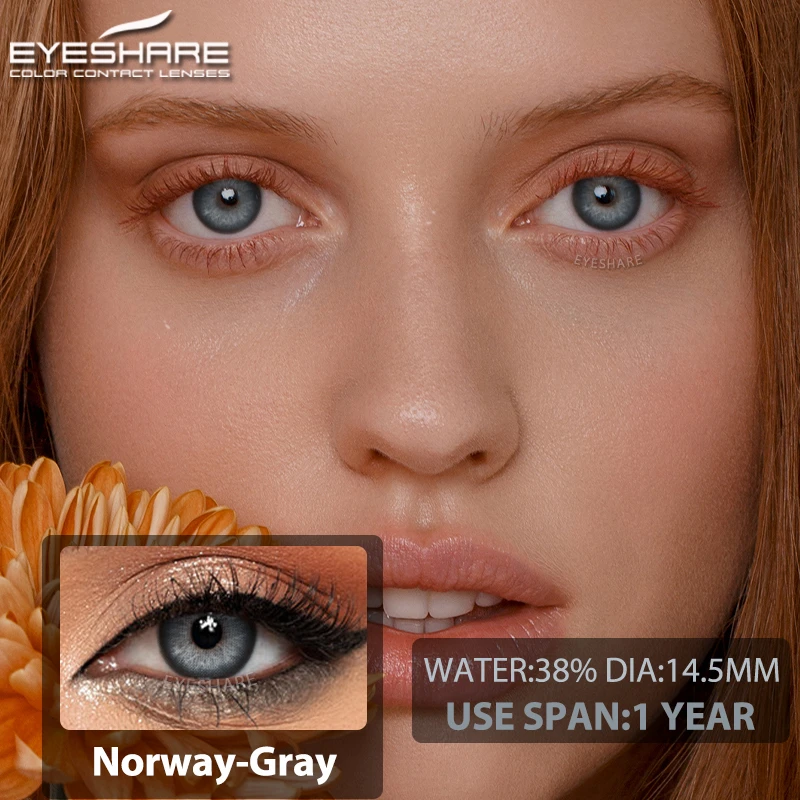 EYESHARE 1pair Colored Contact Lenses Blue Eye Lenses Brown Lenses Gray Pupils Natural Eye Lens Yearly Cosmetic Green Contacts
