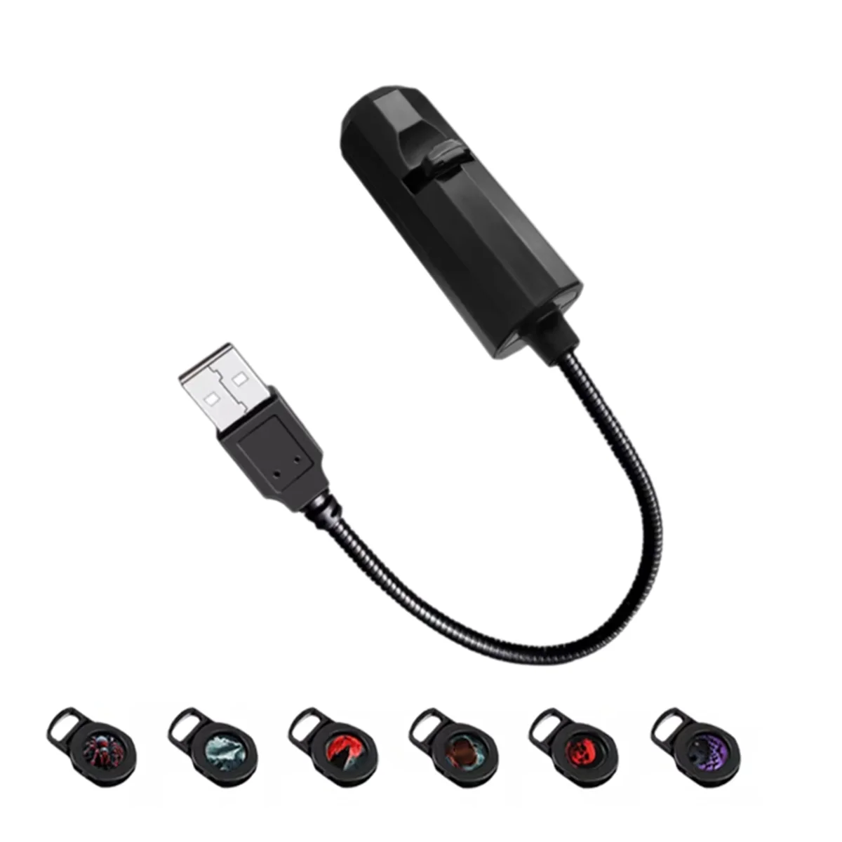 ABJY Halloween USB Projector Light Skull NightLight Ghost LED Lamp 360 Rotating Switchable Pattern Atmosphere Mood Light A