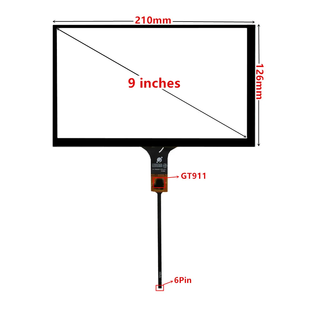 9 дюймов 210 мм * 126 мм GT911 6Pin IIC Универсальный емкостный дигитайзер сенсорный экран панель стекло для автомобиля DVD GPS навигация Мультимедиа