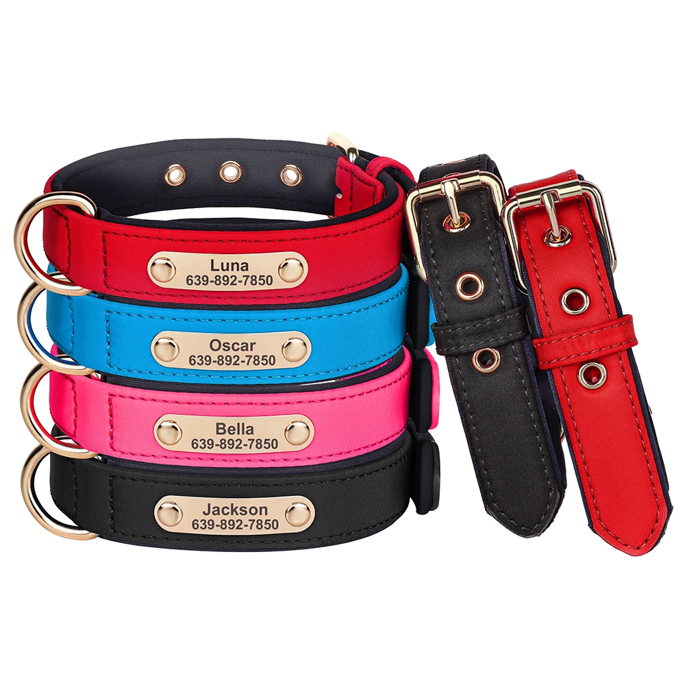Custom Nylon Dog Collar Waterproof Personalized Pet Puppy Collar With Free Engraved ID Nameplate for Small Medium Dogs Chihuahua