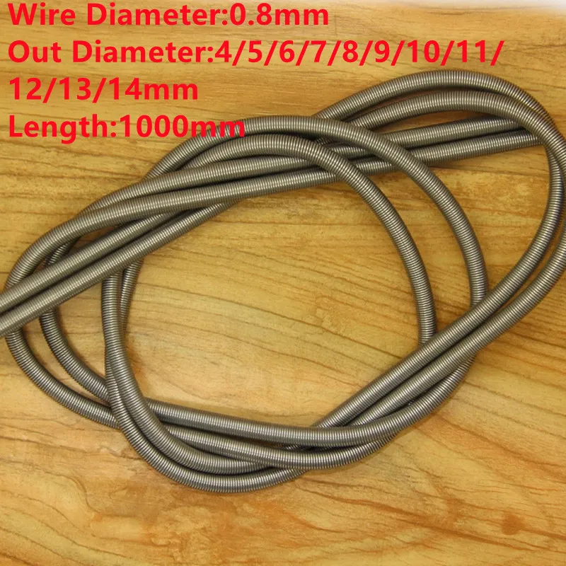 2PCS,1 Meter Custom Spring Steel Tension Extension Spring,0.8mm Wire Dia*4/5/6/7/8/9/10/11/12/13/14mm Out Diameter*1000mm Length
