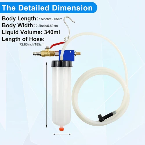 Imagen 2 del producto Extractor de líquido de frenos neumático, kit de purga de frenos, herramienta de purga de bomba de vacío con botella de 340ML