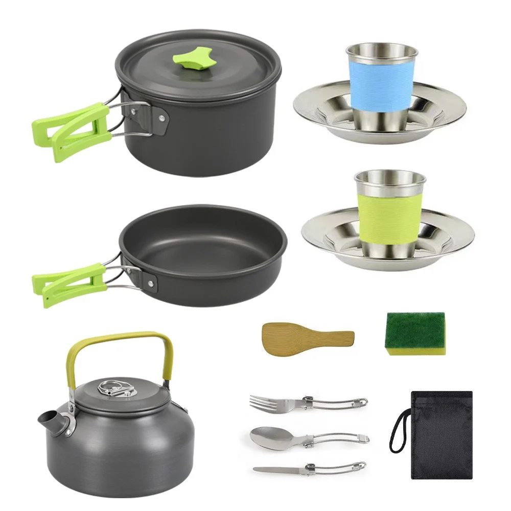 2024 Hot Camping Tableware Outdoor Cookware Set Pots Tourist Dishes Bowler Kitchen Equipment Gear Utensils Hiking Picnic Travel