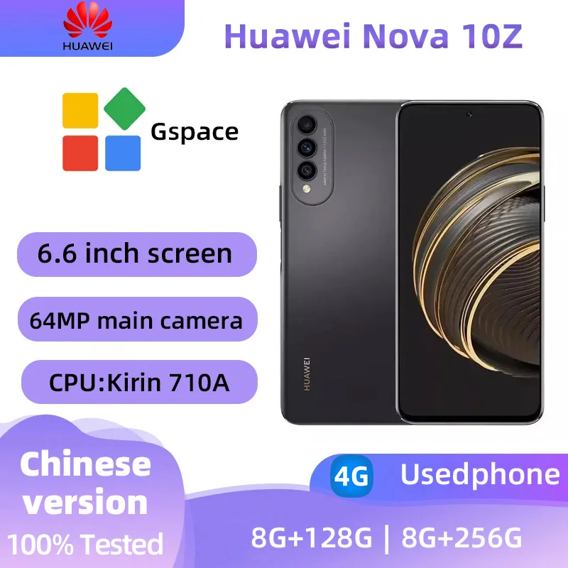 HUAWEI Nova 10z 4g Android 6.6 Inch Screen 4000mAh Battery Mobile Phones  64MP Camera CPU Kirin 710A Unlock Used Pho