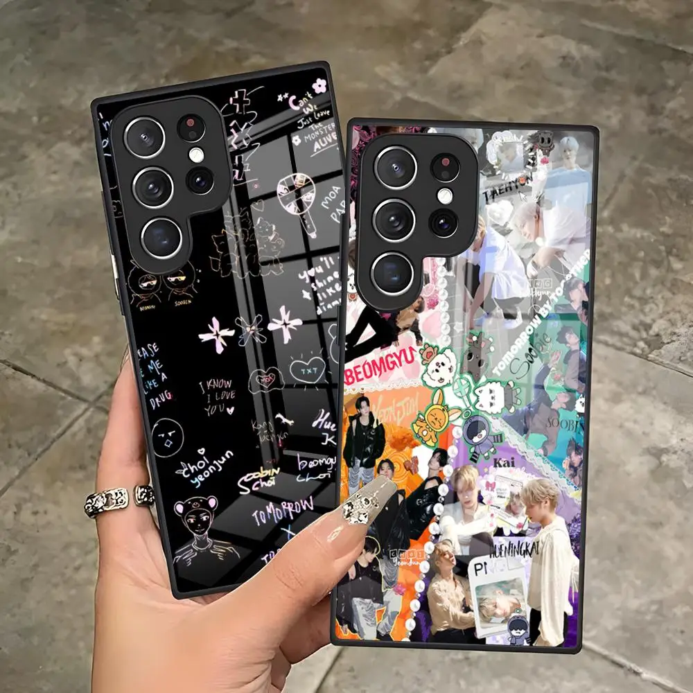 Kpop T-TxT-T Logo Phone Case For Samsung S26 S25 Edge Ultra 23 22 21 20 Ultra Plus S24 Fe Glass Cover