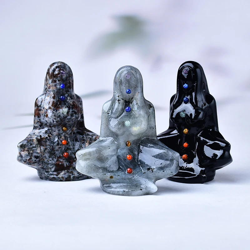 

8cm/3.15in Seven Chakras Yoga Women adornment, suitable for home decor crystal gifts, meditation stone adornment