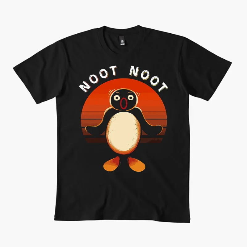 

0330 Noot Noot Pingu Meme Gift t shirt for men Funny cartoon Graphic Clothes 100% cotton printed Y2K clothing Large size tee