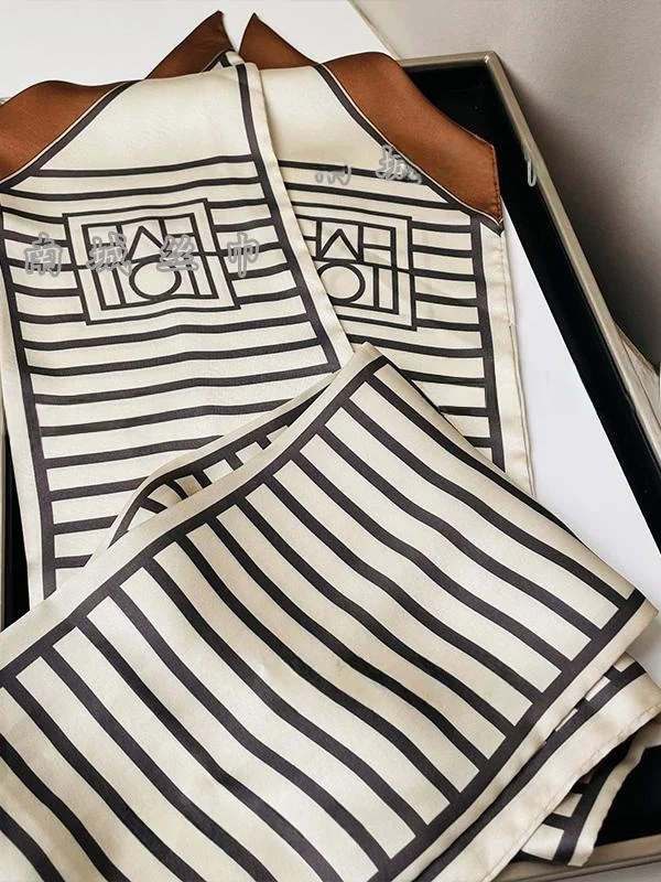 

Faionable Geometric Line Long Scarf Versatile Belt Hairband Bag Wrap 4x45cm Polyester Fiber Rectangle Stripe ex
