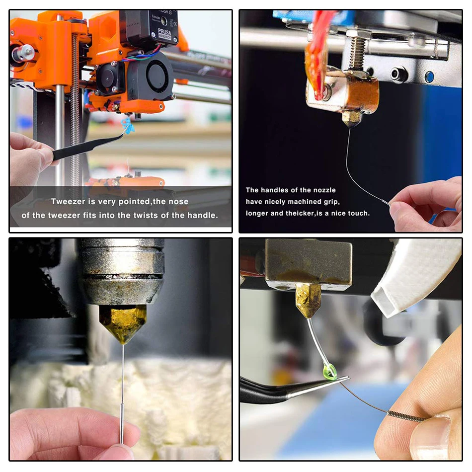 Kit Pembersih Nosel Printer 3D 0.15/0.25/0.35/0.4/0.5Mm Jarum Pembersih Pinset Sikat Kuningan untuk Kit Alat Pembersih Printer 3D