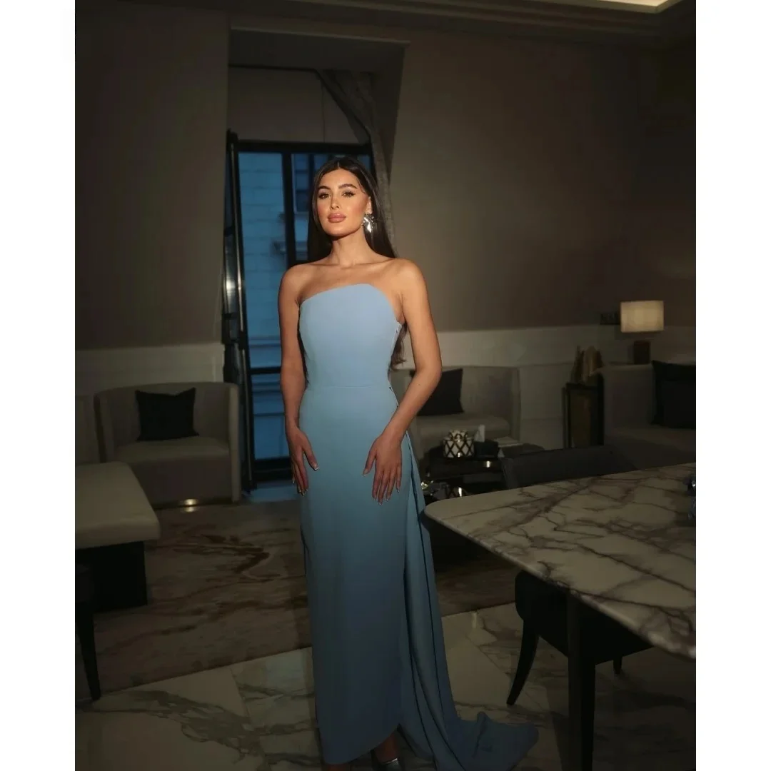 

Strapless Floral Long Bespoke Occasion Gown Long Evening Dresses Pastrol Unisex Jersey Retro Dubai Saudi Arabic Prom Customized