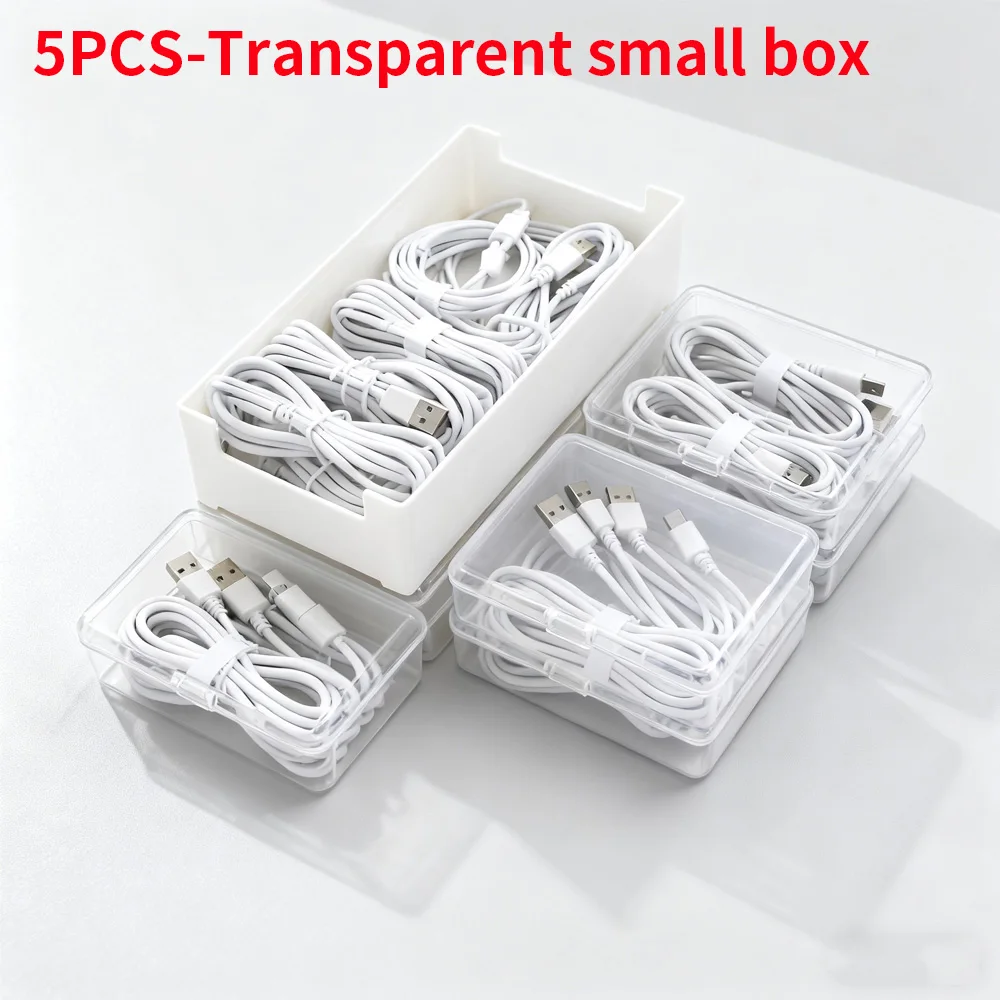 5PCS Durable Plastic Cable Storage Box Set for Office And Home - Cord Organizer for Mobile Devices And Charging Accessories