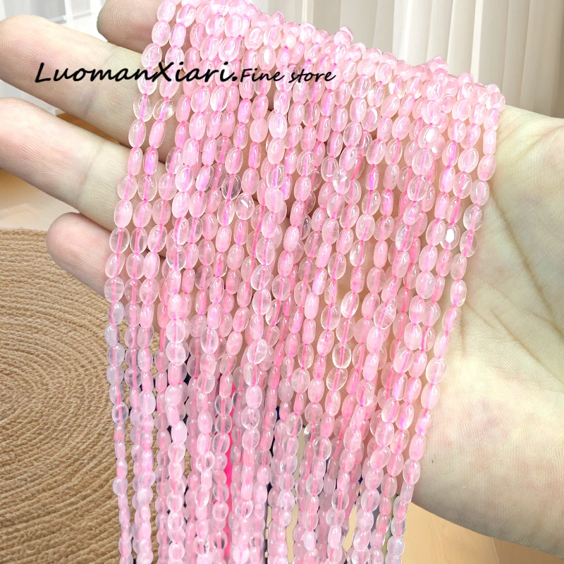 

Natural Stone 4x6MM Oval Shape Rose Quartz Loose Spacer Beads for Jewelry Making Diy Earrings Bracelets Charms Accessories