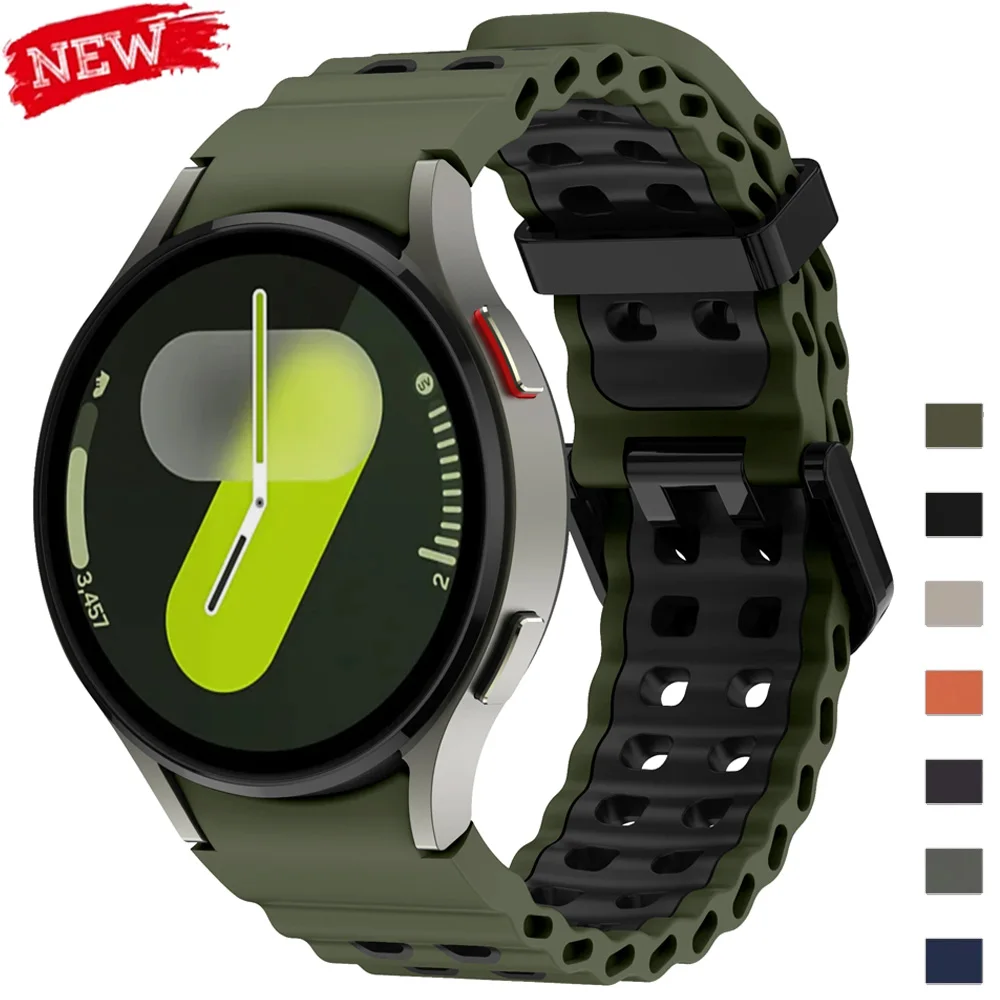 Nahtloses Silikonarmband für Samsung Galaxy Watch 7/6/5 40mm 44mm 4/6 Classic 42/46mm 43/47mm 5Pro 45mm Sport Atmungsaktives Armband
