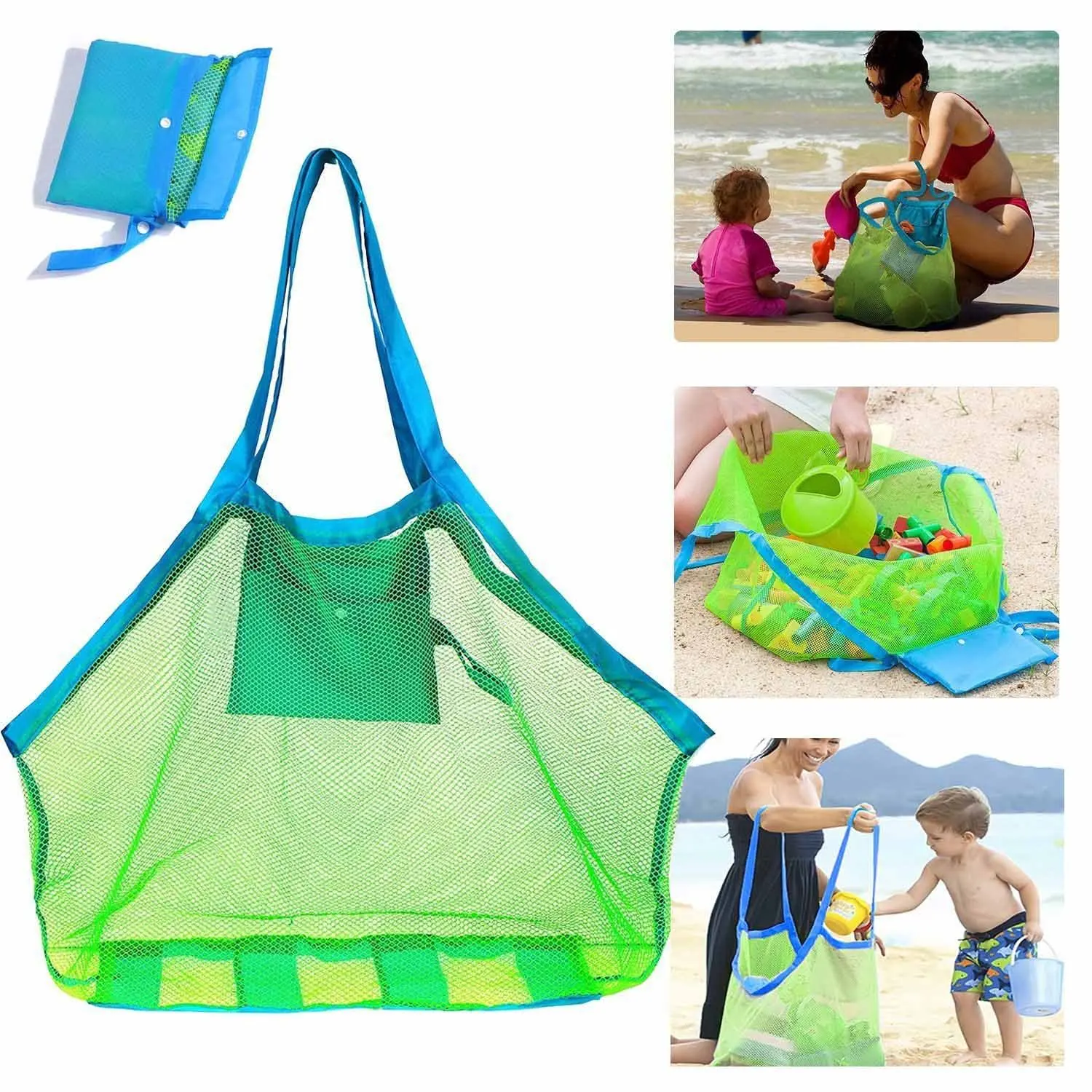 

Large Beach Toy Mesh Bag Children Sand Away Protable Mesh Bag Kids Toys Storage Bag for Toys Clothes Towels Sundries Storage Bag
