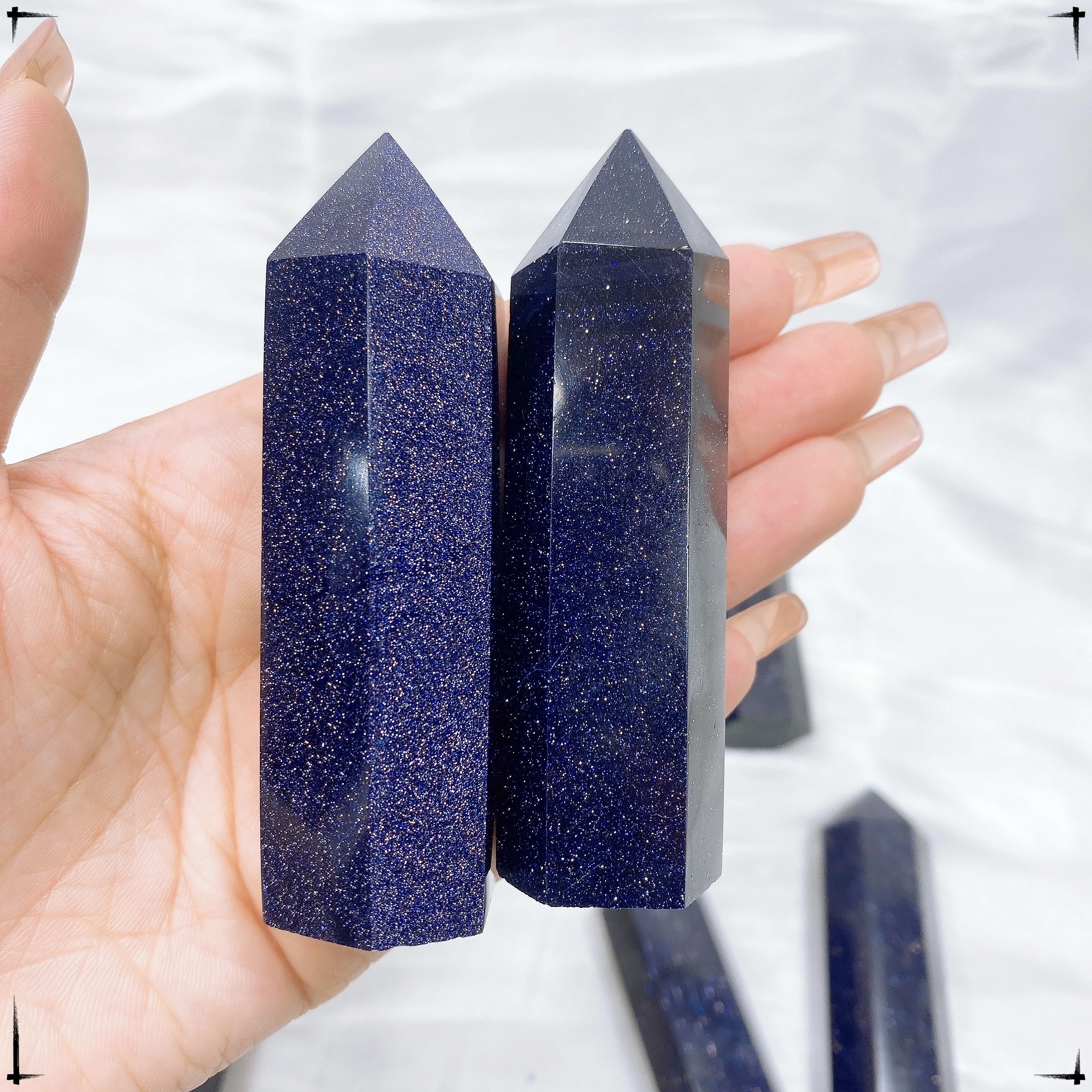 5-9CM Natural Crystal Blue Sandstone Column Energy Stones Polished Tower Crystal Energy Healing Room Ornament Home Decor Gift