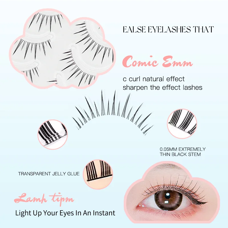 Koreaanse Idool Natuurlijke Valse Wimpers Set 3D V-vormige Nertsen Wimpers met Transparante Stam Fee Enten Extension Gereedschap Make Lash