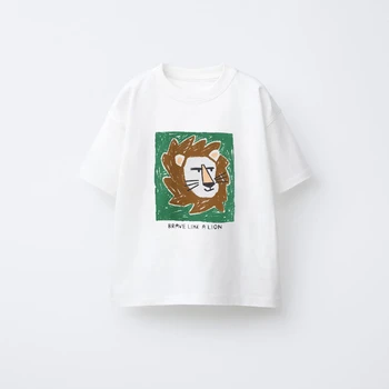 Animal Pattern Boys Clothes T-shirt Summer New Simple Fashion Short Sleeve Tops Kids Tees Round Collar Print Children's T Shirts 3
