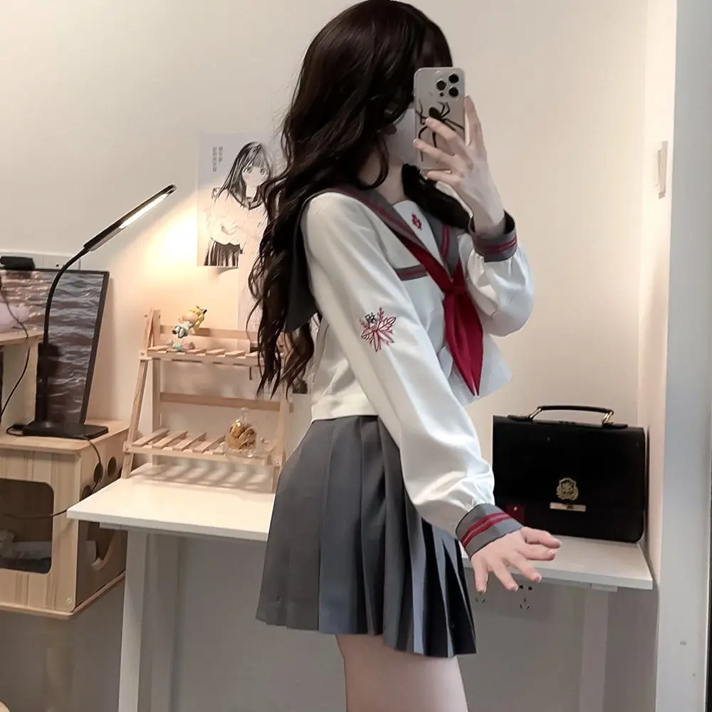 Coreano giapponese grigio bianco JK vestito da marinaio uniforme scolastica per ragazze carino gonna a pieghe costume anime COS per ragazza della scuola delle donne