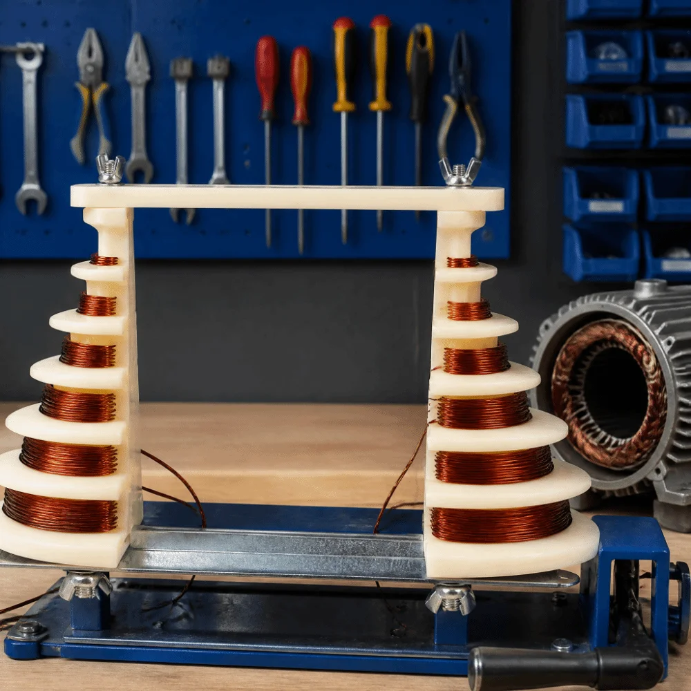 Single Phase Coil Wire Winding Mold 6 Layers Beige Color Stator Winding Tool Plastic Metal 0.55-2.2KW Compatible