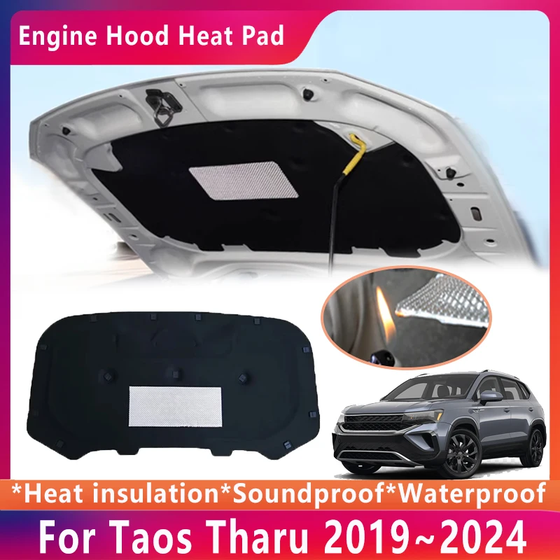 Hood Engine Insulation Pad For Volkswagen VW Taos Tharu 2019 2020 2021 2022 2023 2024 Soundproof Heat Cotton Mat Car Accessories