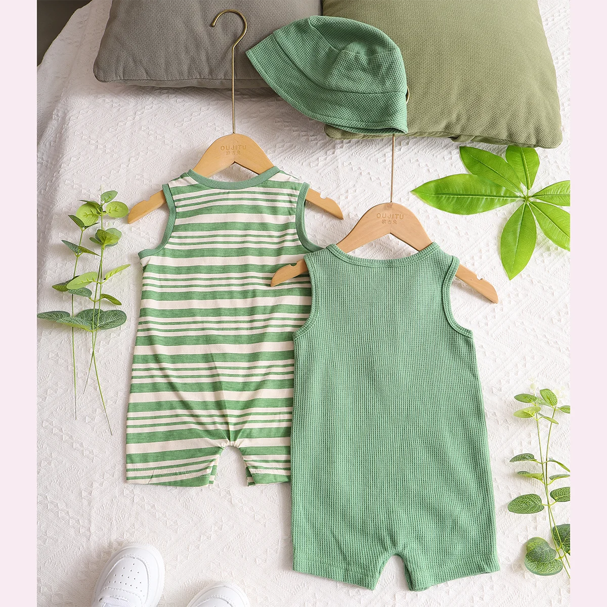 Baby Boy Clothes Baby Boy Onesies + Hat 3PCS Summer Short-Sleeved Jumpsuit Newborn Baby Clothes Cotton Fabric 0-18 Months
