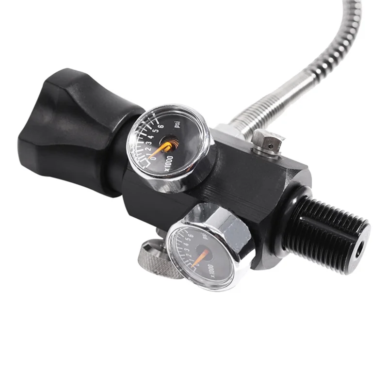 F-F HPAT M18X1.5 Fill Refill Station Tank Charging Valve Dual Gauge With 50Cm High Pressure Hose
