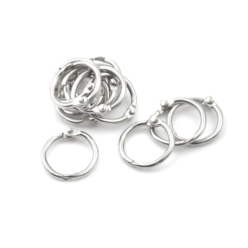 50Pcs/lot Staple Book Binder 20mm Outer Diameter Loose Leaf Ring Keychain Circlip Ring