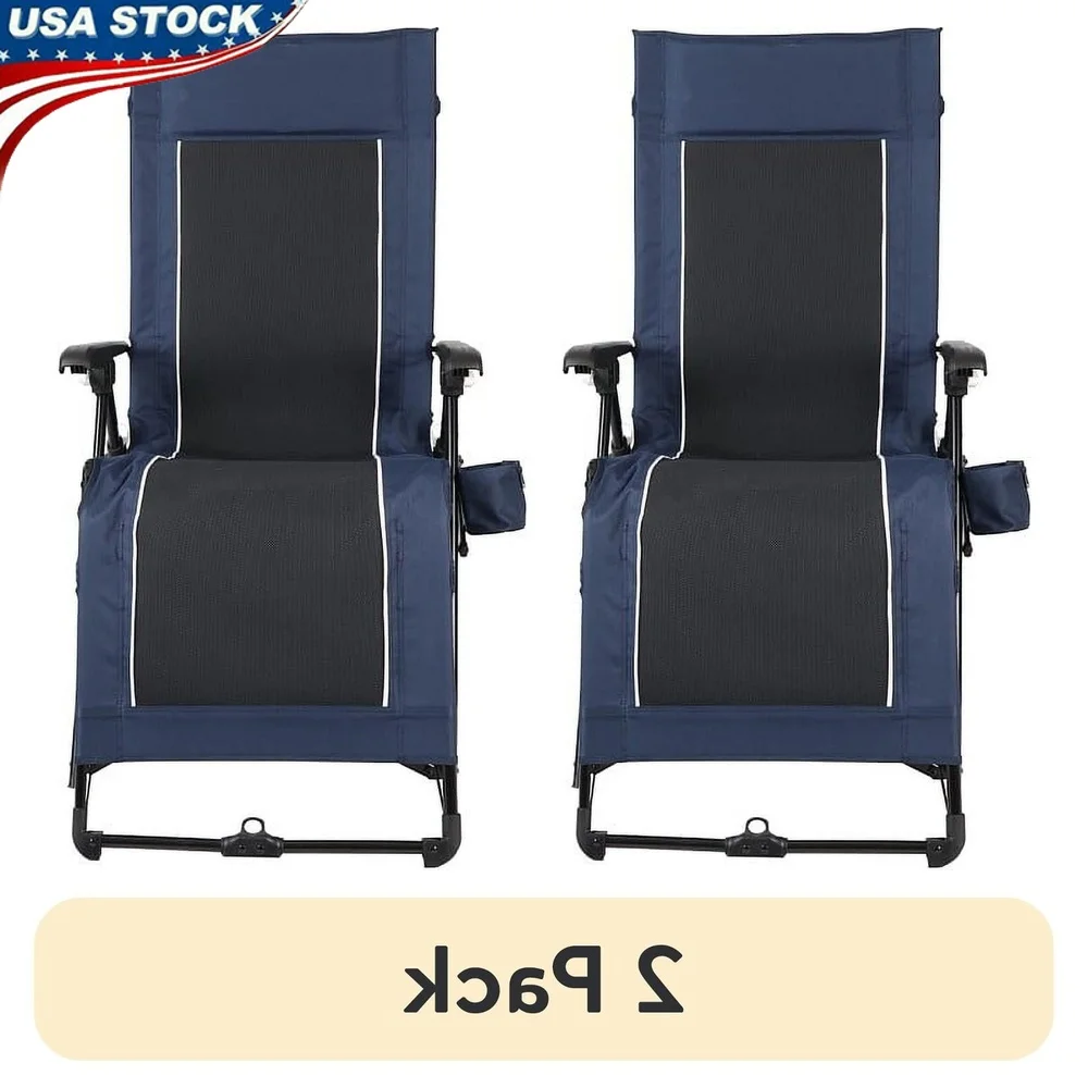 

2 Pack Quad Zero Gravity Lounger Camping Chair Adult Collapsible Folding Outdoor Chair Durable Steel Frame Comfortable Reclining