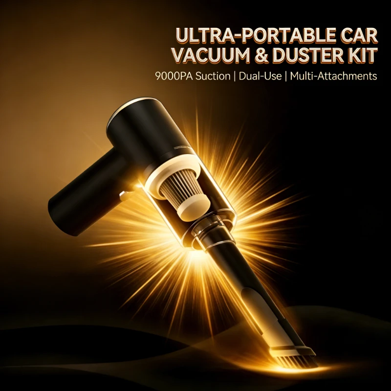 9000Pa Wireless Car Vacuum Cleaner USB Charging 1200mAh Portable Cleaning Appliance Mini Wet and Dry Vacuum Cleaner Household