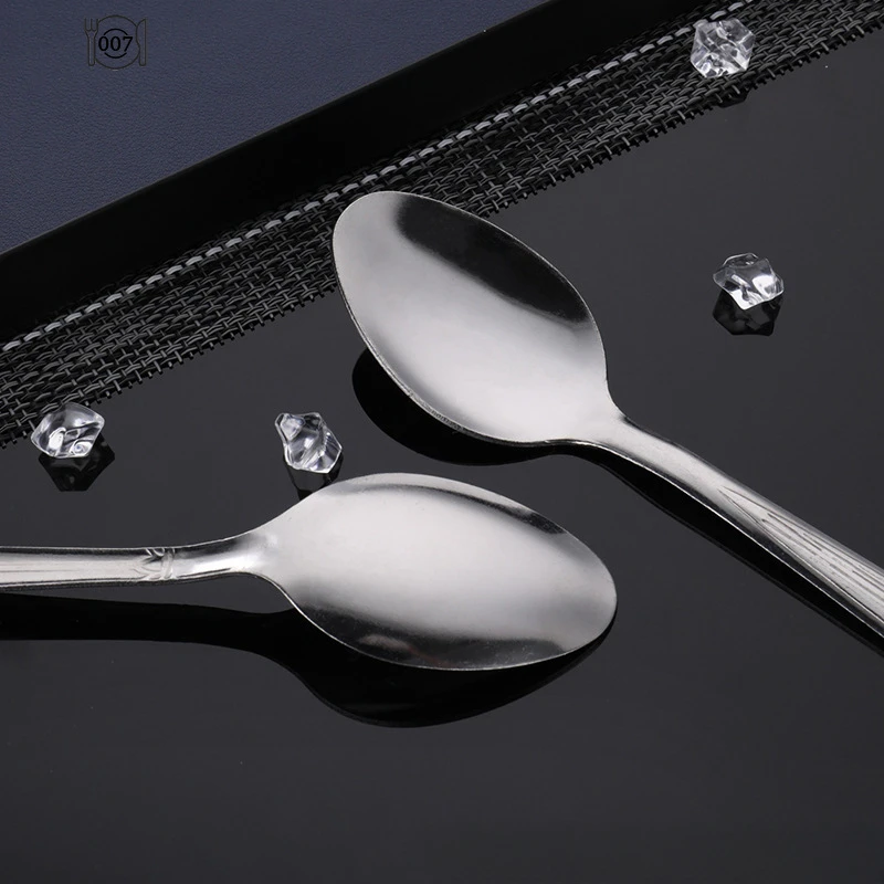 1 Pcs Stainless Steel SpoonSilver Long Handle LceCream Dessert WatermelonScoops Silver Soup SpoonsHome Kitchen Tableware