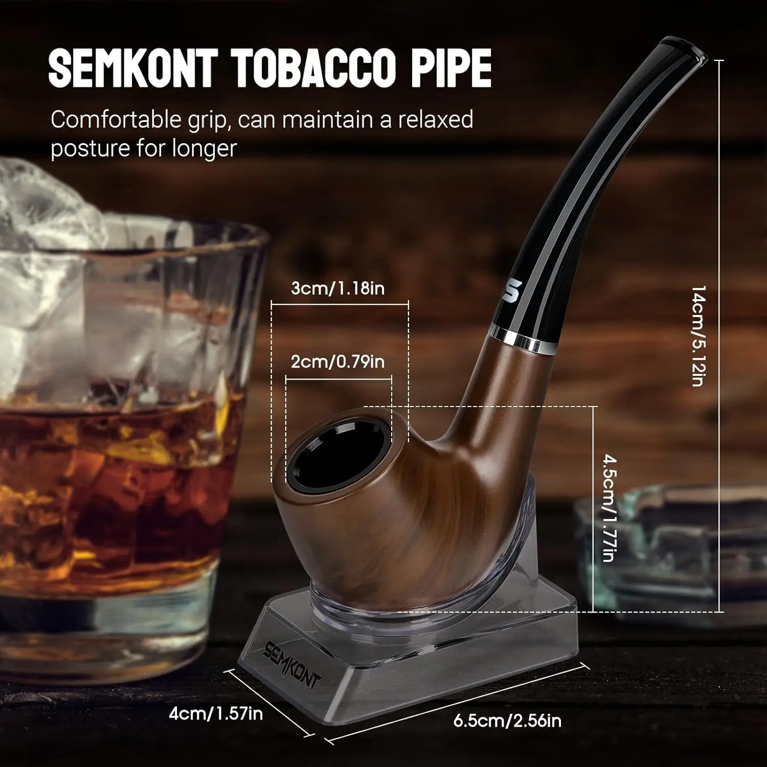 SEMKONT Tobacco Pipe Set with Pipe Holder and Storage Bag Various Accessories Gift Box