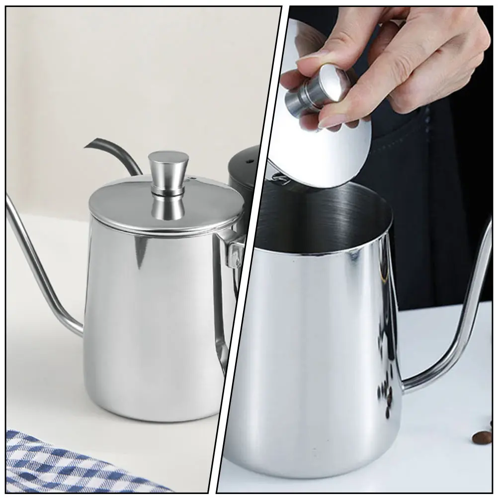 

1pc Stainless Steel Coffee Kettle Mini Pot Household Water Tea Kettle Universal Practical Coffee Pot Home Kitchen Use