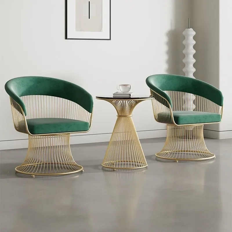 Cream Modern 3 Piece Sofa Set with Round Table Rotating Armchair for Living Room Balcony Reception Light Luxury Leisure