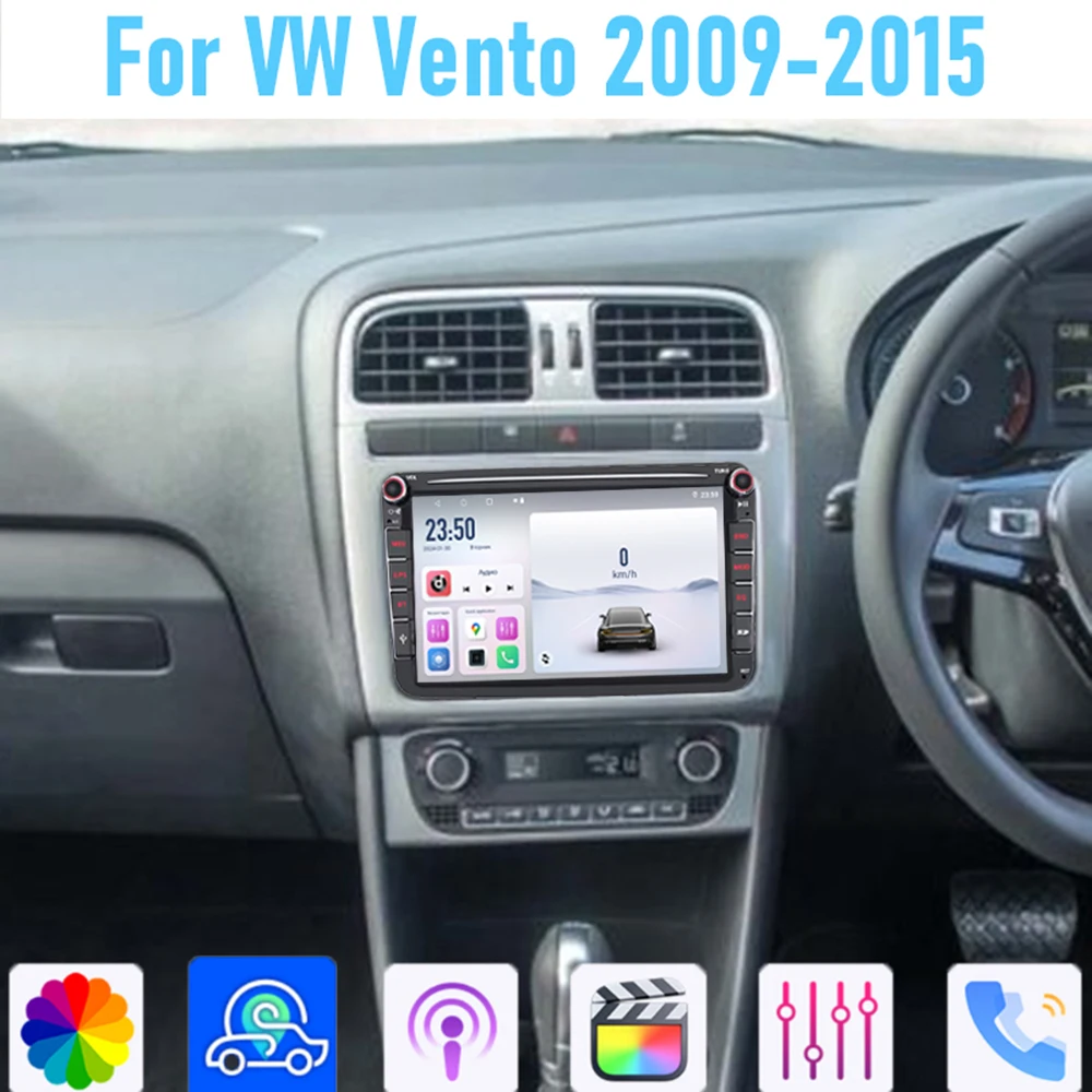 

8" For VW Vento 2009-2015 Car Stereo Radio Carplay Android Auto Head Unit WIFI GPS Navi Reversing Image Multimedia Player BT