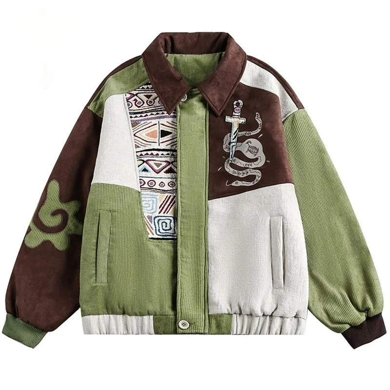 Homens jaquetas de inverno engrossar casacos parkas quentes vintage retalhos acolchoados jaquetas streetwear harajuku hip hop jaquetas de grandes dimensões