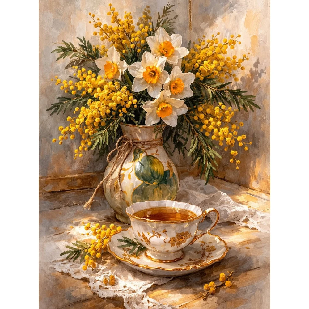 

500/1000/1200/2000 PCS Jigsaw Puzzles Vase and Flowers Scenery Family Activity Relaxing Games for Living Room Home Decor Gift