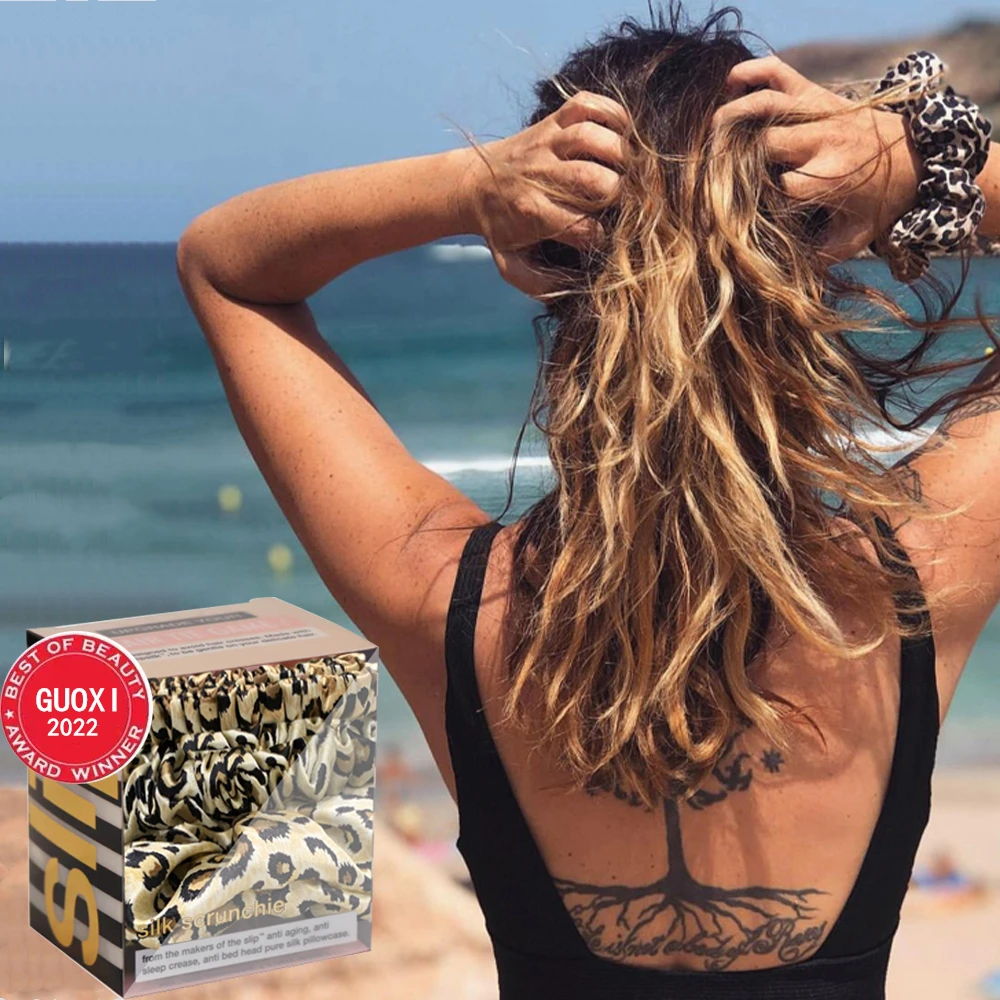 

3PCS/Box 100% Pure Silk Hairbands For Women Leopard Silk Hair Scrunchie Fashion Luxury Natural Hair Accessories Hair Ties
