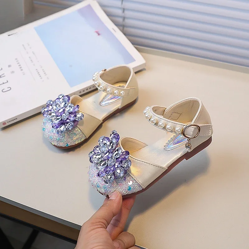 Children's Sandals Catwalk Chic Versatile Girls Summer Shoes Sequins Wedding Party Kids Fashion Princess Causal Flat Sandals