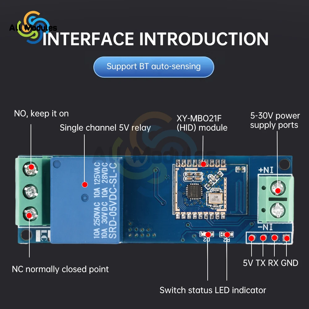 

DC5V Single Channel Relay Module Bluetooth Proximity Switch Module 1CH Relay module