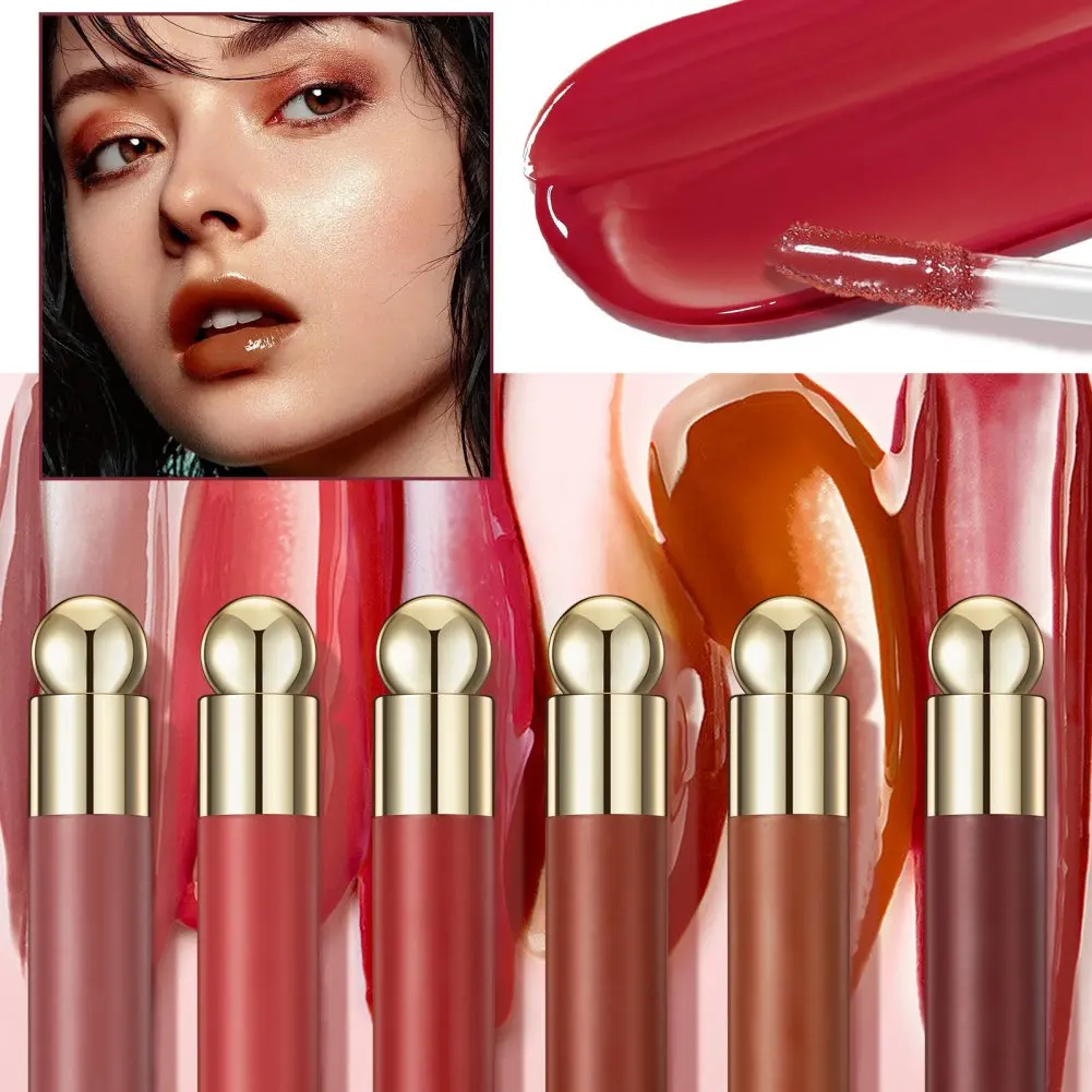 マットリキッドリップスティック6色,光沢のある保湿,脱水,長持ちする光沢のあるメイクアップ