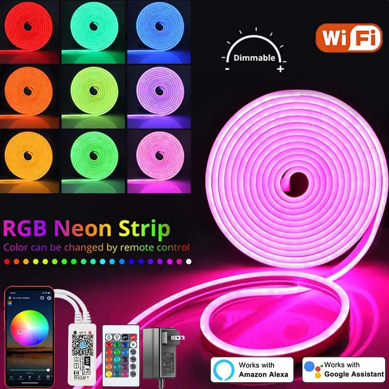 

Neon LED Strip Lights RGB Neon Strip WIFI Smart Life Work Waterproof Flexible Ribbon Tape With Alexa for Neons Deco Lighting