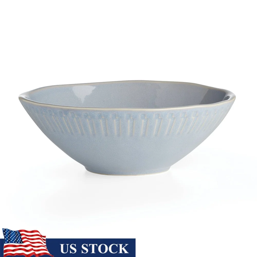 

Прочная керамическая сервировочная чаша, посудомоечная машина, безопасная для микроволновой печи, емкость 48 унций, органические края, уникальная реактивная глазурь, идеально подходит