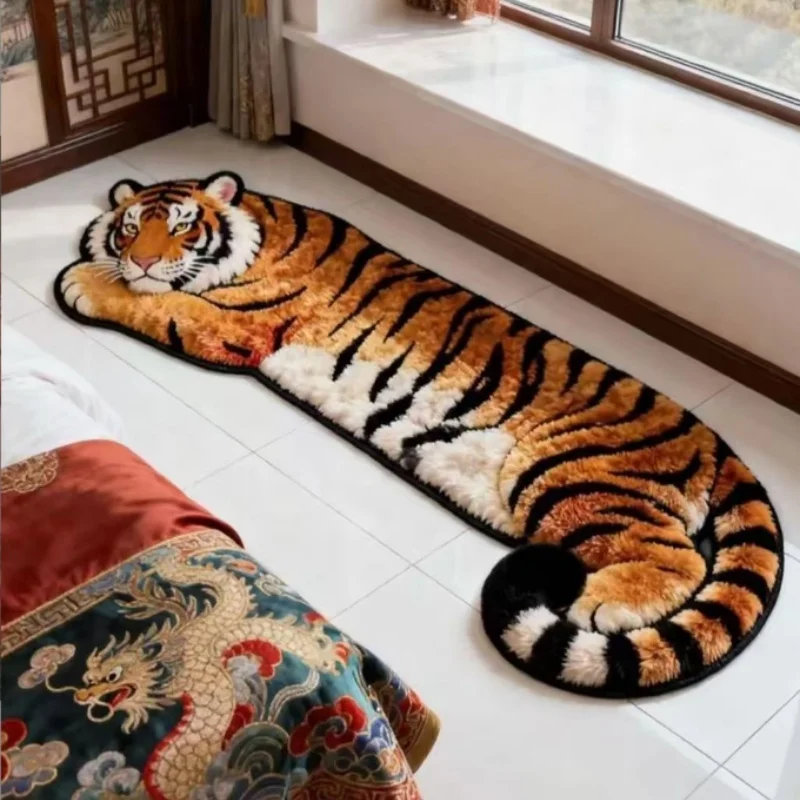 40x120CM Imitation Cashmere Carpet Soft Floor Mat Tiger Leopard Alien Pattern Versatile Mat for Bedroom Window Dust Control