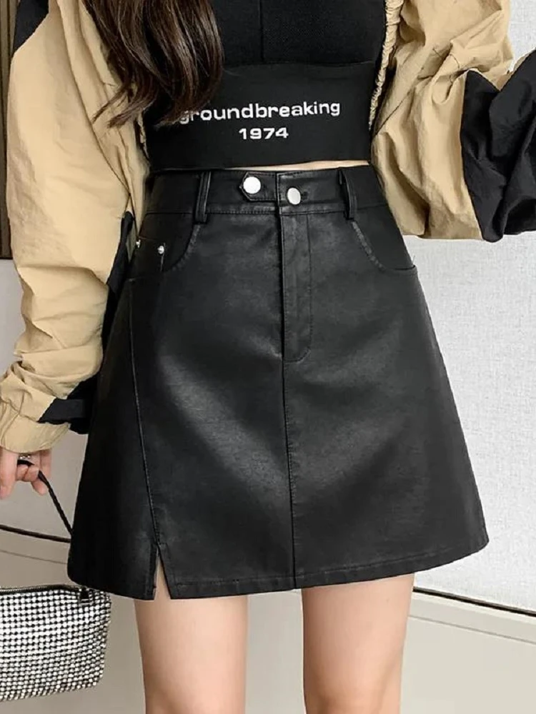 

High Waist A-Line Skirt Women's Korean Sle Zipper Design Slimming Pencil Skirt f Body Skirt Large Size Available