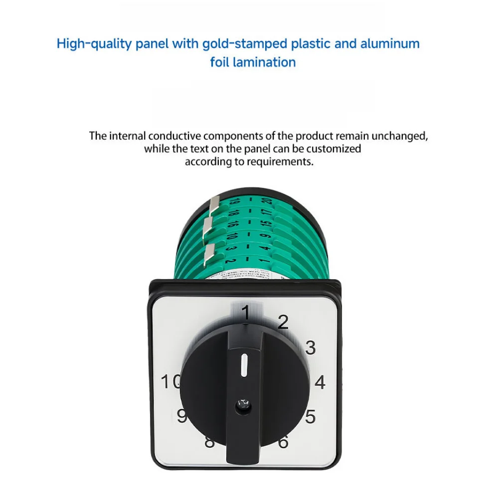 32A 10-Position 6-Section Rotary Cam Changeover Switch For Welding Machine Fine Tuning Flame-Retardant Shell With Silver
