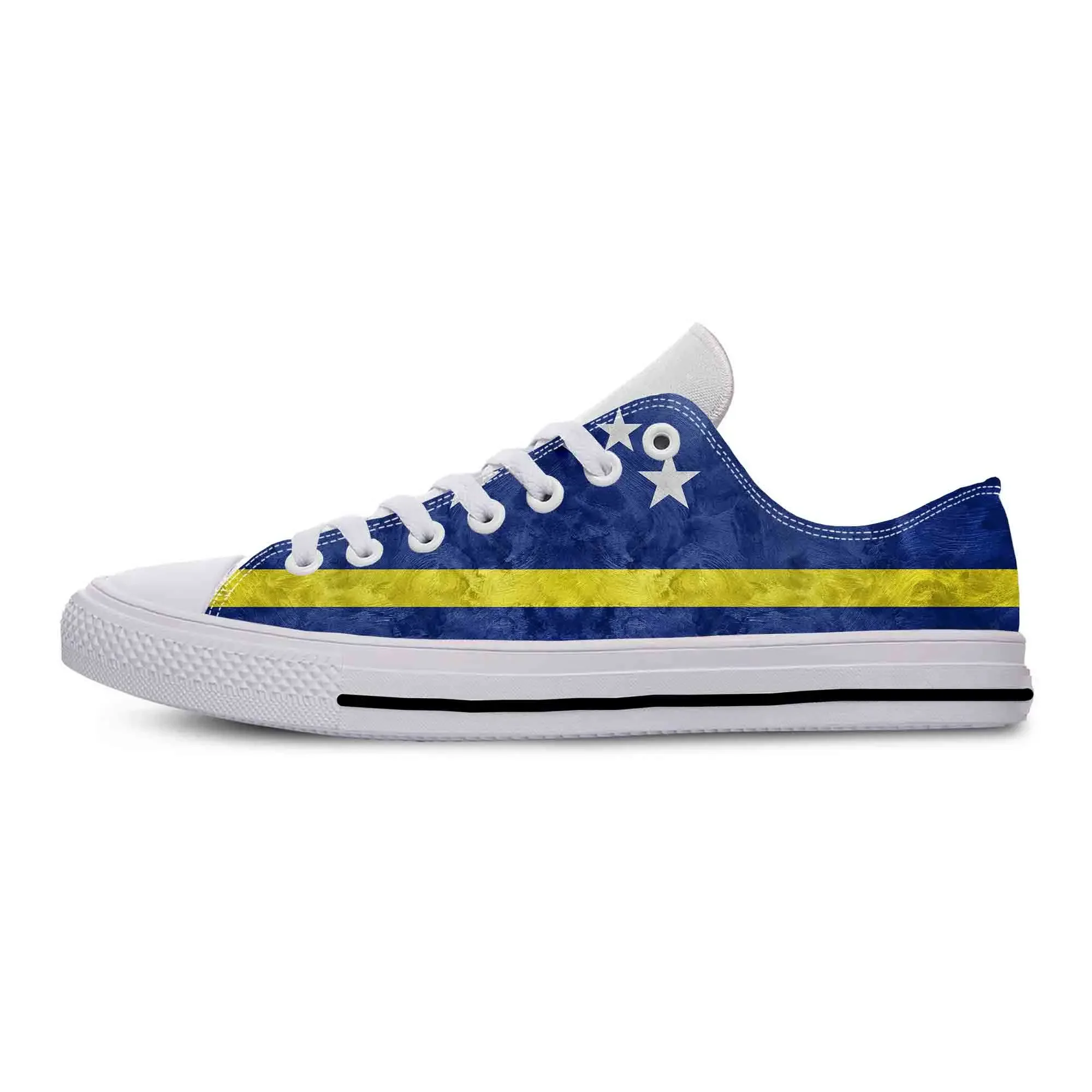 

Curacao Flag Patriotic Pride Fashion Funny Popular Casual Cloth Shoes Low Top Comfortable Breathable 3D Print Men Women Sneakers